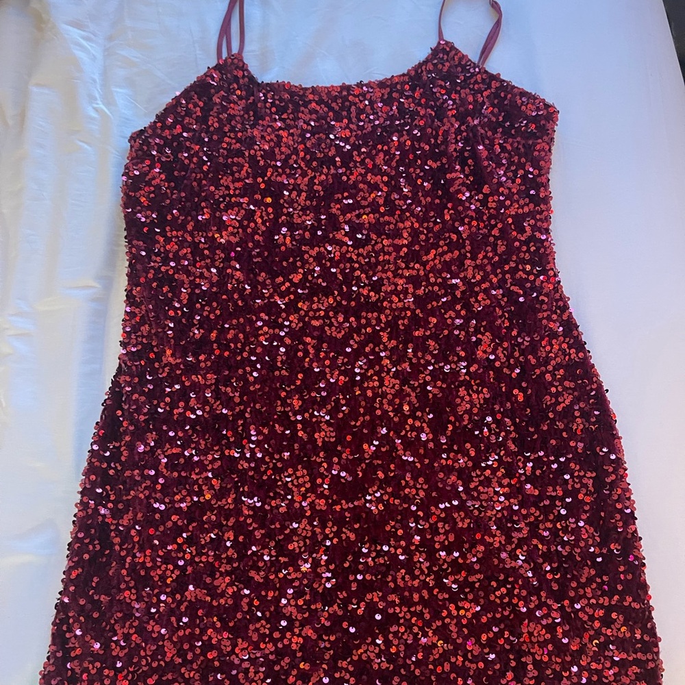BP Sequin Mini Dress in Red and Pink